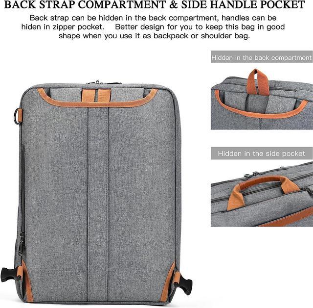 Alt view image 5 of 7 - 17-17.3 Inch Laptop Messenger Bag, Laptop Backpack, Water Resistant Computer Bag Shoulder Bag, 3 in 1 Convertible Laptop Briefcases for Men and Women Fits 17.3 Inch Notebook (Gray)
