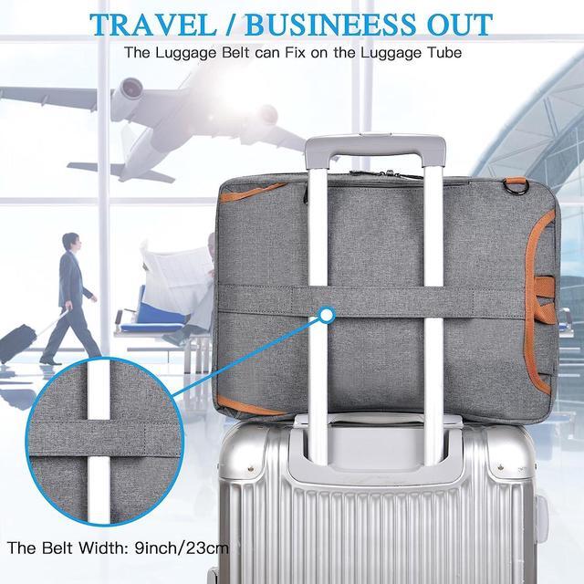 Alt view image 7 of 7 - 17-17.3 Inch Laptop Messenger Bag, Laptop Backpack, Water Resistant Computer Bag Shoulder Bag, 3 in 1 Convertible Laptop Briefcases for Men and Women Fits 17.3 Inch Notebook (Gray)