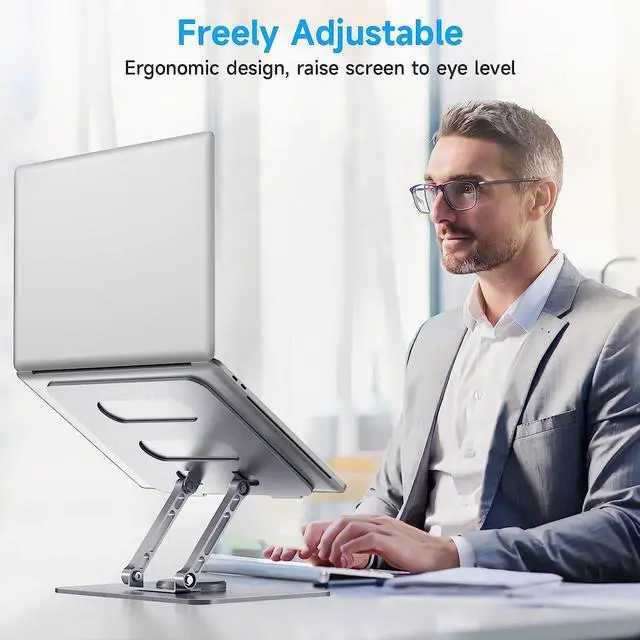 Alt view image 4 of 7 - 360° Adjustable Laptop Stand for Desk,Portable Laptop Stand, Foldable Computer Stand for MacBook Pro Air Dell Hp More 10-17 inch Laptops