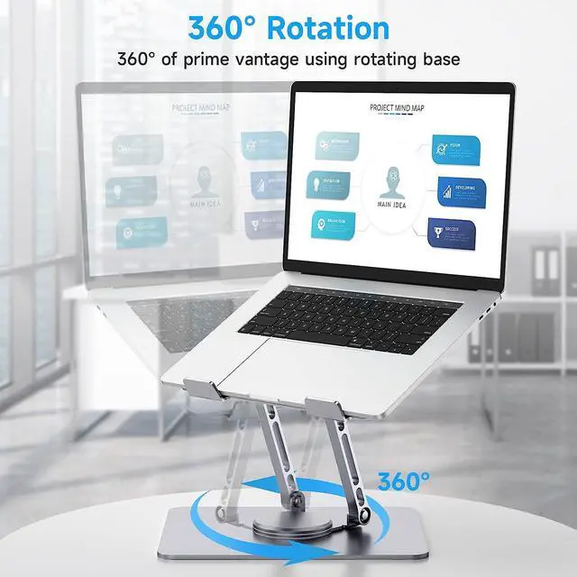 Alt view image 2 of 7 - 360° Adjustable Laptop Stand for Desk,Portable Laptop Stand, Foldable Computer Stand for MacBook Pro Air Dell Hp More 10-17 inch Laptops