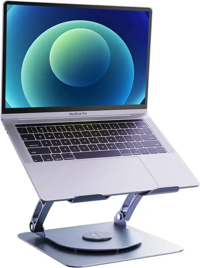 Main image of Newest Rotatable Laptop Stand for Desk with 360°Rotating Base Ergonomic Laptop Riser for Collaborative Work Dual Rotary Shaft Fully Foldable for Easy Storage Fits for All 11-16" Laptops (Black)