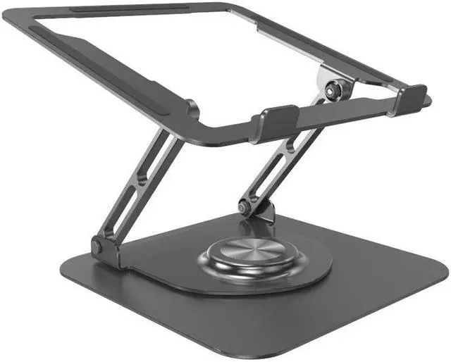 Main image of Ultra-Stable Swivel Laptop Stand for Desk, 300% Larger Base Stability, Military-Grade Aluminum, Anti-Loosening Structure, CNC Technology of Height Adjustable Laptop Stand, Suitable for 10"-16" (Black)