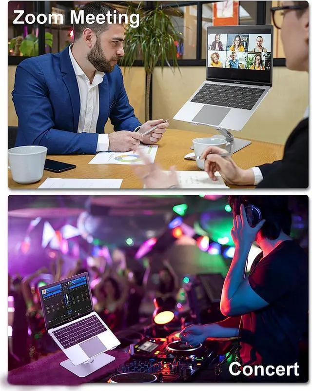 Alt view image 7 of 7 - Laptop Stand with 360 Rotating Base, Swivel Metal Computer Riser, Heavy Stable PC Holder, Ergonomic Laptops Elevator for 10 to 17.3 Inches Notebook Computer tablet, Silver