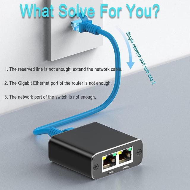 Gigabit Ethernet Splitter Cable Network Adapter 1 Female to 2