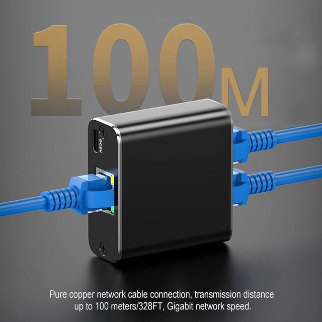 Alt view image 6 of 7 - Gigabit Ethernet Splitter 1 to 2 High Speed, 1000Mbps Ethernet Splitter [2 Devices Simultaneous Networking], RJ45 Splitter Adapter with USB Power Cable, Internet Splitter for Cat5/5e/6/7/8 Cable