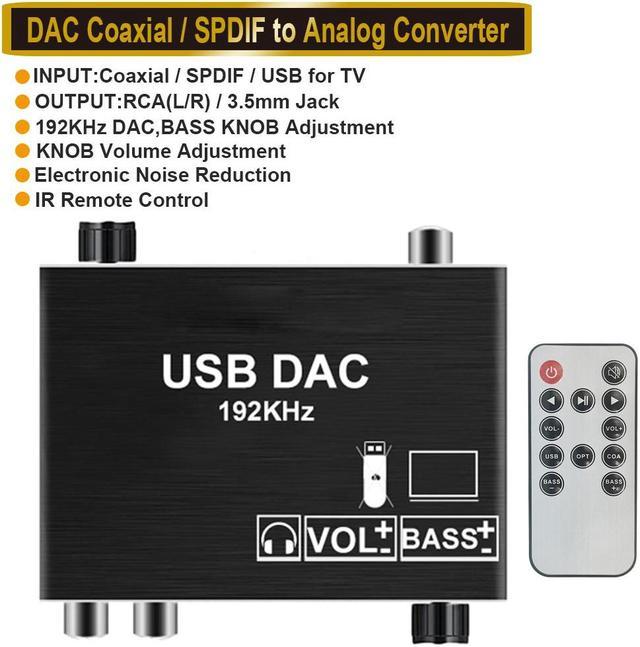 Digital to Analog Audio Converter with Remote, 192KHz DAC