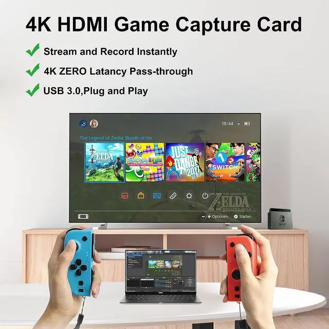 Alt view image 4 of 7 - Video Capture Card 4K 1080P 60FPS, HDMI Capture Card Switch, HDMI to USB/Type-C Game Capture Card USB 3.0 for Live Streaming Video Recording, Screen Capture Device Work with PS4/PC/OBS/DSLR/Camera