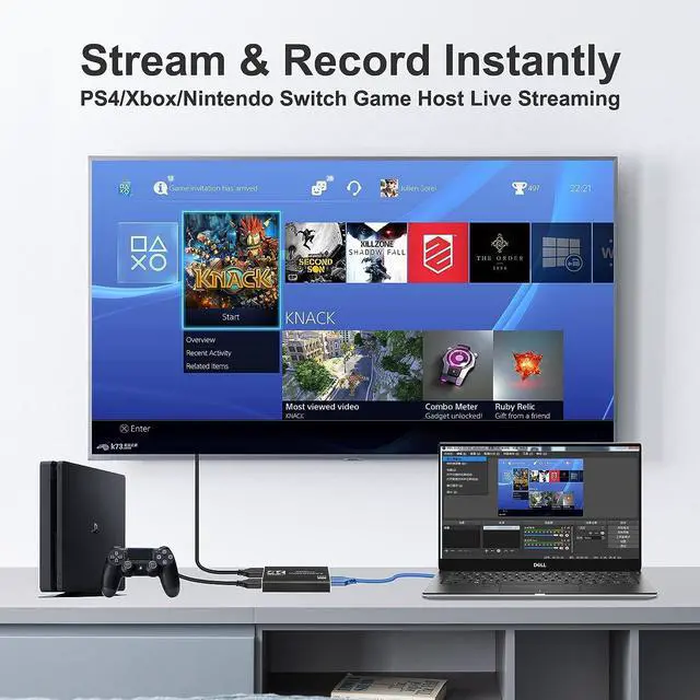 Alt view image 6 of 7 - Video Capture Card 4K 1080P 60FPS, HDMI Capture Card Switch, HDMI to USB/Type-C Game Capture Card USB 3.0 for Live Streaming Video Recording, Screen Capture Device Work with PS4/PC/OBS/DSLR/Camera
