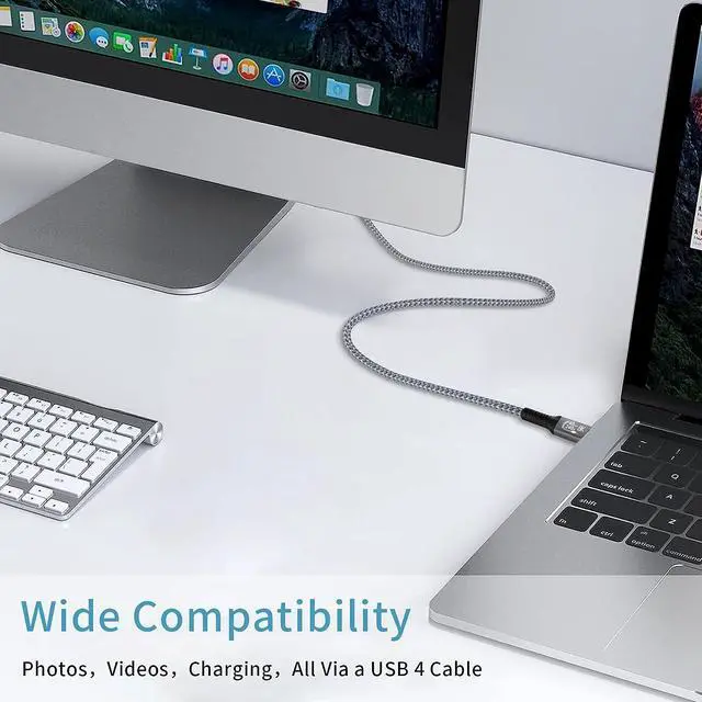 Alt view image 7 of 7 - USB 4.0 240W Fast Charging 40Gbps Data Type-C Cable - Thunderbolt 3/4 Compatible, 8K@60Hz Video, Dual 4K Video - for All USB-C Devices, Hub, eGPU, Gaming PC (4ft)