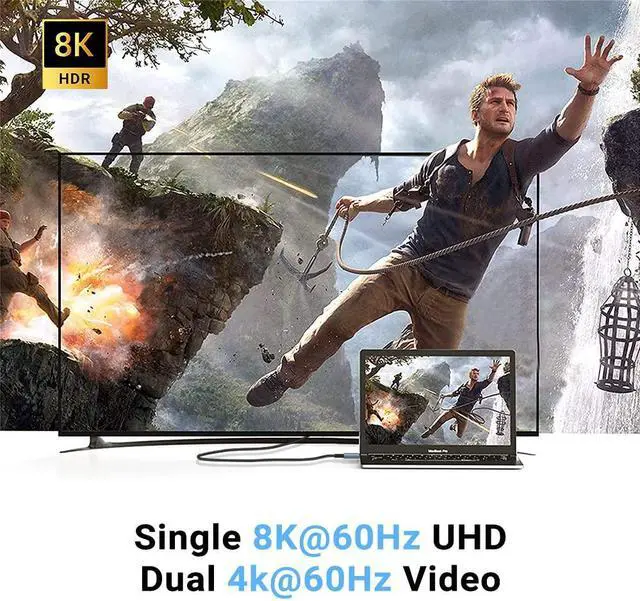 Alt view image 2 of 7 - USB 4 for Thunderbolt 4 Cable 3FT, 40 Gbps Data Transfer with 240W and 4K@144Hz 5K@ 60Hz or 8K@60Hz,Compatible with Thunderbolt 4/3 Cable and USB C,fit for Laptop,Docking,Monitor and More