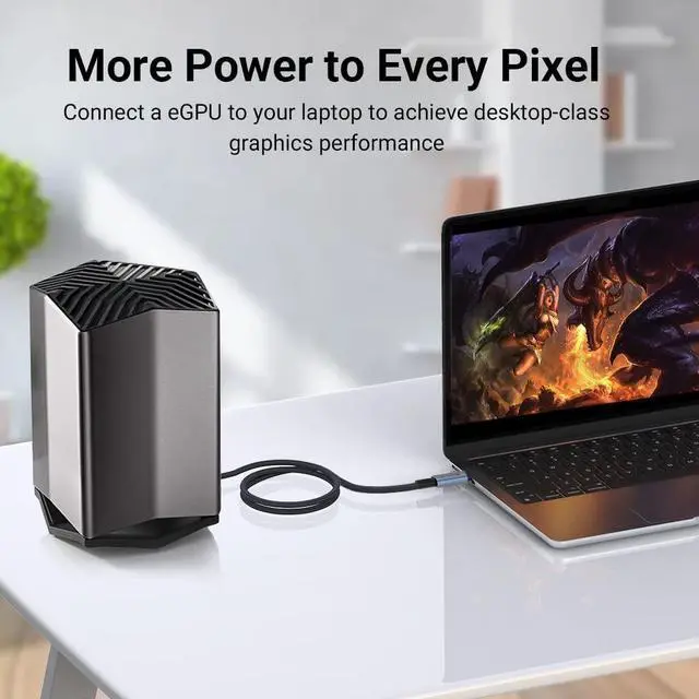 Alt view image 6 of 7 - 40Gbps USB 4 Thunderbolt 4 Cable (Male to Male, 3.3FT) , 48V/5A 240W Charging Support 8K 60Hz HD Display for Thunderbolt 4/3 Cable, Compatible with External SSD,eGpu,USB-C Docking Station,etc