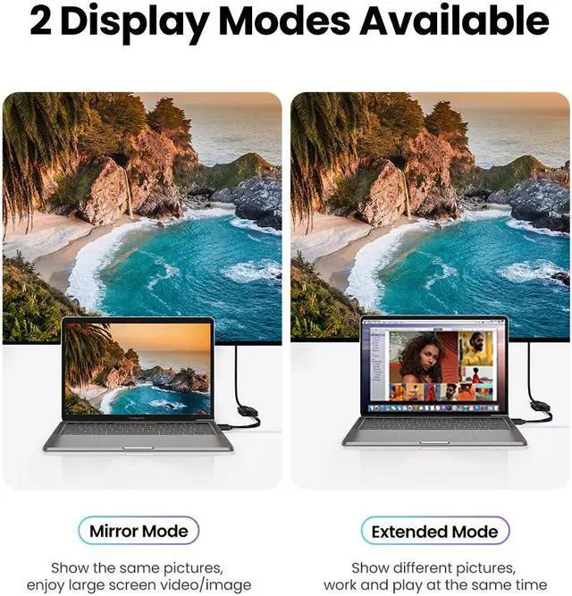 Alt view image 6 of 7 - USB C to HDMI Cable (8K@30Hz) 6.6FT, Type C(Thunderbolt 3/4) to HDMI Cord 4K 120HZ, 48Gbps Compatible with MacBook Pro 2020/2019, MacBook Air/iPad Pro 2020, Surface Book 2 and More