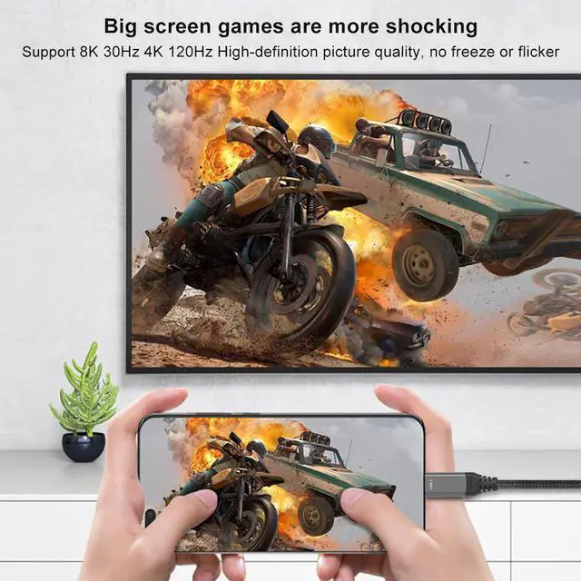 Alt view image 7 of 7 - USB C to HDMI Cable (8K@30Hz) 6.6FT, Type C to HDMI Adapter Thunderbolt 4/3 to HDMI for Home Office Compatible with iPhone 15 Pro Max Plus, MacBook Pro Air iPad Pro, XPS, Galaxy S23