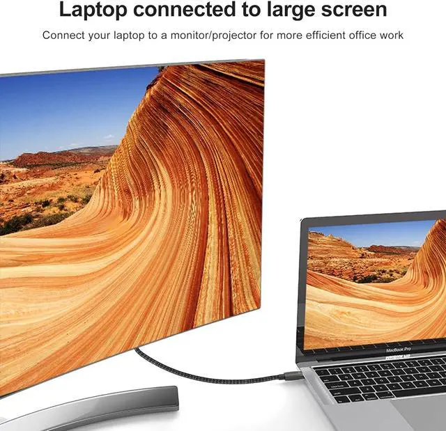 Alt view image 5 of 7 - USB C to HDMI Cable (8K@30Hz) 3.3FT, Type C(Thunderbolt 3/4) to HDMI Cord 4K 120HZ, 48Gbps Compatible with MacBook Pro 2020/2019, MacBook Air/iPad Pro 2020, Surface Book 2 and More