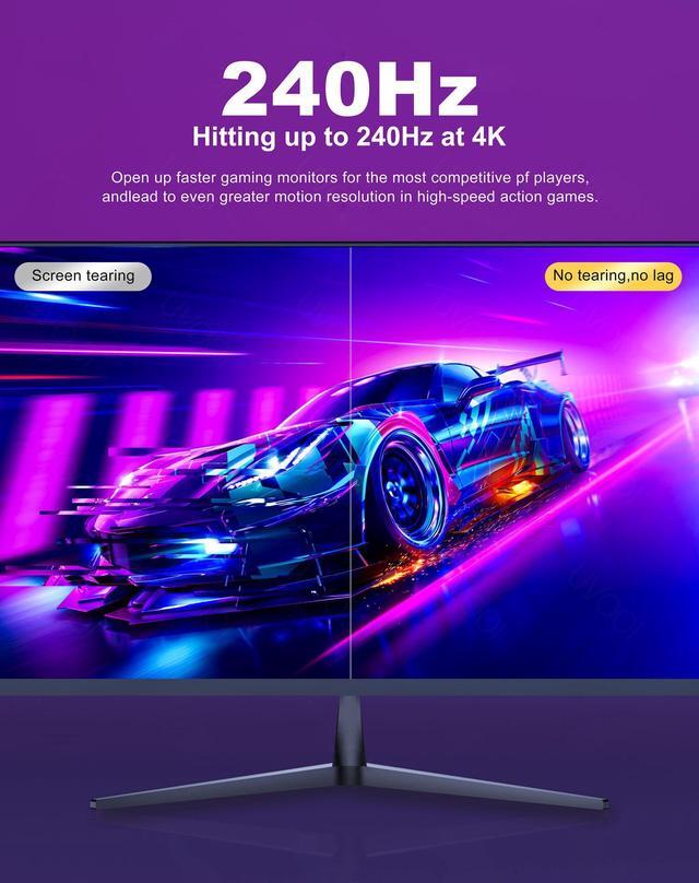 Alt view image 5 of 7 - 16K DisplayPort 2.0 Cable 3.3FT, DP2.0 Cable 240hz,Ultra High Speed 80Gbps, DP Cable 16K@60Hz, 8K@120Hz, 4K@240Hz, HDR, HBR3 Display Port Cord for Laptop/PC/TV/Gaming Monitor