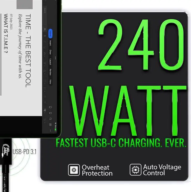 Alt view image 5 of 7 - Braided USB 4 Cable [3.3FT],Supports 8K Video,40Gbps Data Transfer,240W USB C to USB C Charging Cable,Compatible with MacBook,Thunderbolt 4 Monitor,Docking Stations, SSD, Samsung