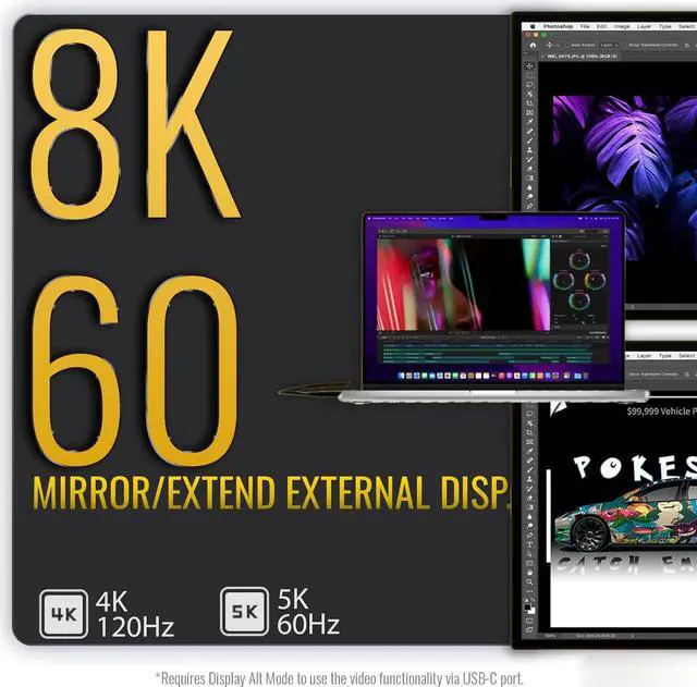 Alt view image 3 of 7 - Braided USB 4 Cable [3.3FT],Supports 8K Video,40Gbps Data Transfer,240W USB C to USB C Charging Cable,Compatible with MacBook,Thunderbolt 4 Monitor,Docking Stations, SSD, Samsung