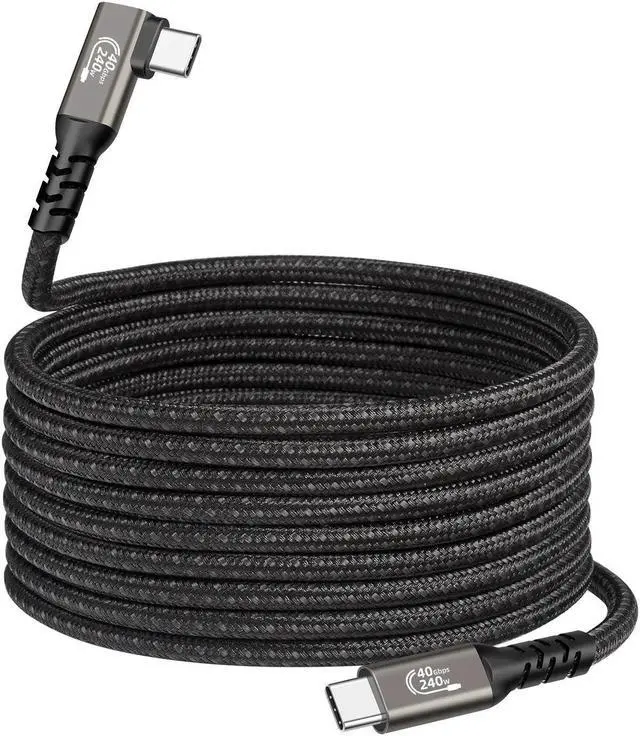 Main image of USB 4 Gen 3 Cable - 5FT,Right Angle Nylon Braided USB4.0 C to C Cable Supports 8K Video,40Gbps Data Transfer,240W USB C to USB C Charging Cable,Compatible with Laptop, Dell, Phones, Docking etc