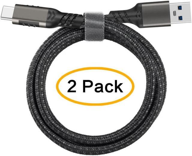 USB A to USB C Braided Cable 2Pack(1.6ft+1.6ft), USB 3.1 Gen 2 10Gbps 3A  60W Fast Charge ,for PD Docking Station,T5 LaCie SSD,Hard Drives,MacBook
