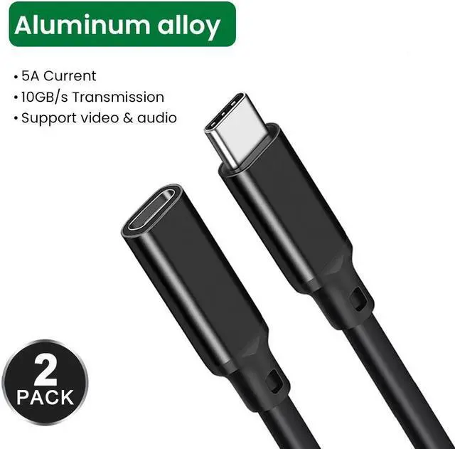 Main image of 6.6FT USB C Extension Cable - 2-Pack, USB-C 3.2 Male to Female Extender Cord, USB Type C Extend Fast Charging & 10Gbps Data Sync Transfer for Laptop, Tablet, Mobile Phone, MacBook and More