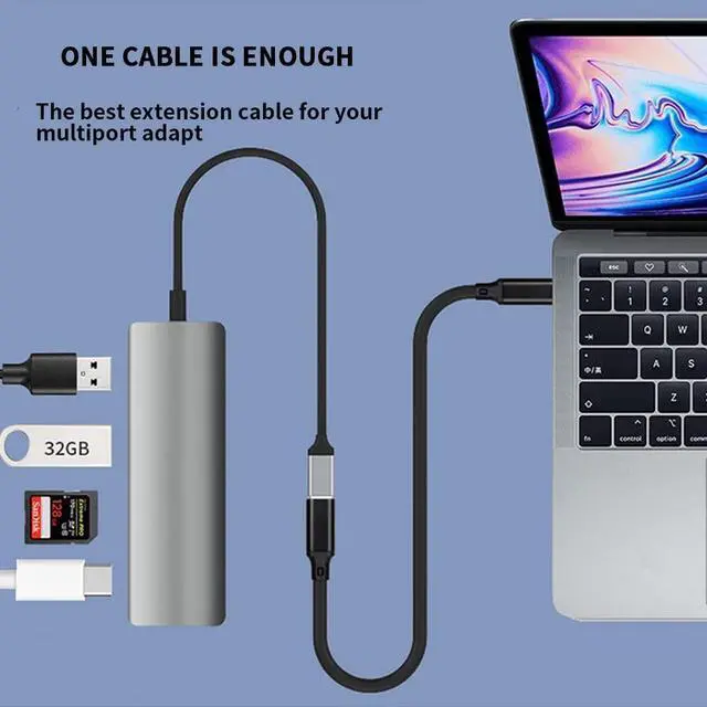 Alt view image 3 of 7 - 100W Fast Charging USB C Extension Cable 3.3ft/2-Pack, USB 3.2 Gen2 / 10Gbps Data & 4K Video Sync Transfer USB C Extender Cable for USB-C Hub, Laptop, Tablet, Phone, MacBook and More