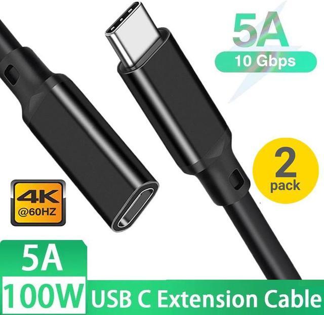 2-Pack USB C Extension Cable 3.3Ft (100W/10Gbps/4K Video), USB 3.2