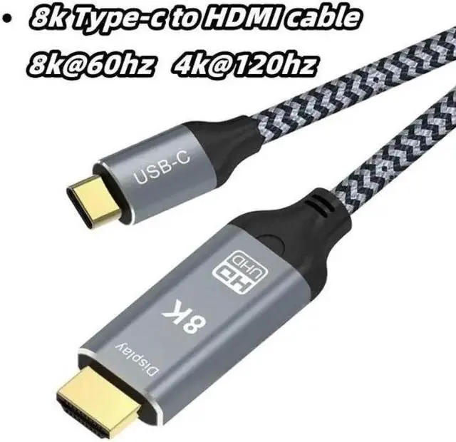 Main image of USB Type C to HDMI 2.1 Cable, 3.3FT Cable with 8K@60Hz, 4K@144Hz, HDR, HBR3, DSC, HDCP 2.2, Works with Chromebook Certified, Compatible with MacBook, iPad Pro and Other USB C Devices