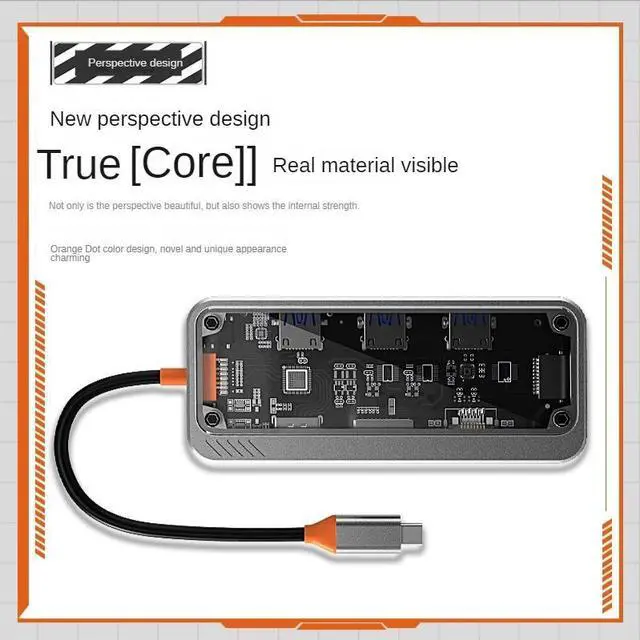 Alt view image 7 of 7 - Transparent  USB C Laptop Docking Station, 10 in 1 Type C Hub Multiport Adapter Dongle with4k HDMI, VGA, 100w PD, 1000M Ethernet, SD/TF, 3*USB A Ports, Mic/Audio, Compatible for Laptops