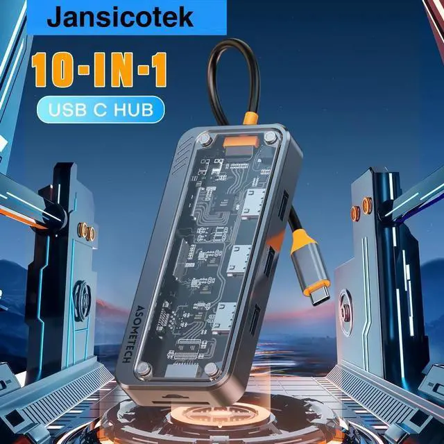 Main image of 10 in 1 USB C Laptop Docking Station for Notebook Laptop USB C Hub Multiport Adapter Dongle Dock,USB C to HDMI+VGA+Ethernet+100W USB C Power Charging Port+3USB+SD/TF+Audio