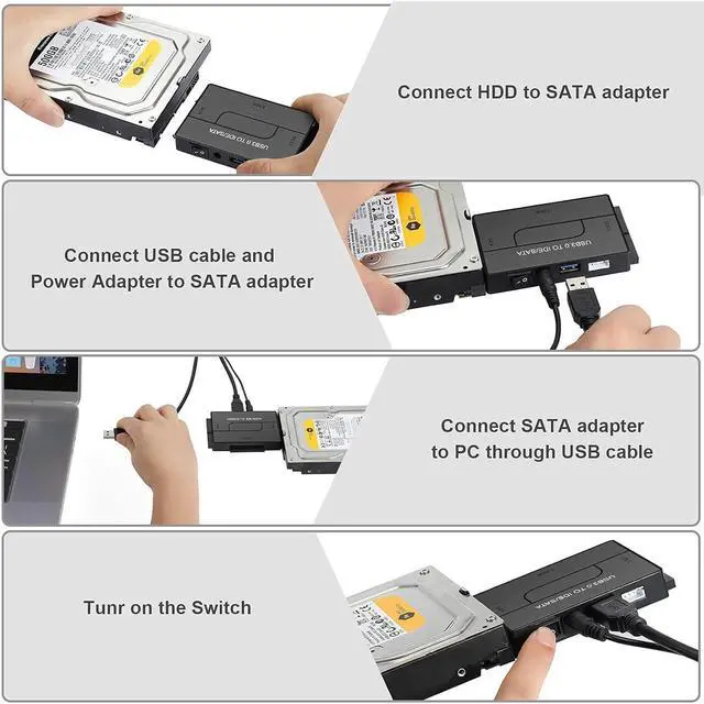 Alt view image 4 of 7 - Hard Drive Reader IDE SATA to USB 3.0 Adapter, USB + Type C External Hard Drive Data Ultra Recovery Converter Kit with Power for 6TB Universal 2.5"/3.5" Inch External HDD/SSD