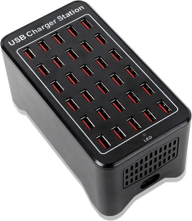 Main image of 30 Ports USB Charger, 150W 30A Desktop USB Charging Station with iSmart Multiple Port, Compatible Smartphones,Tables,and More Devices - Black