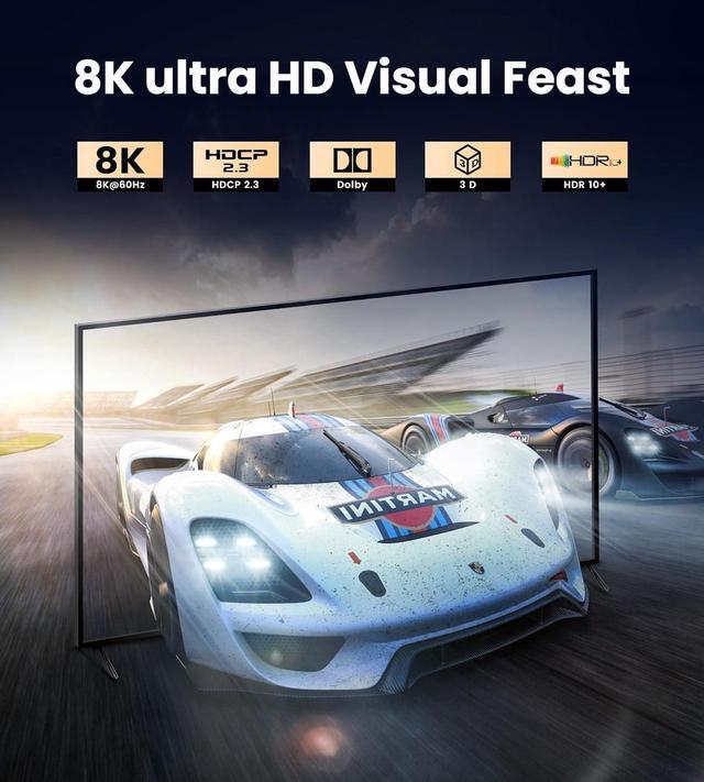 Alt view image 3 of 7 - 8K@60H HDMI Splitter 1 in 2 Out - Jansicotek 8K Hdmi Splitter 1x2 Ports v2.1 Powered 8K Full Ultra HD 1080p HDCP 2.3 EDID US Adapter 3D Support 48Gbps, HDCP 2.3, RGB 4:4:4