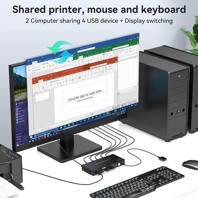 Alt view image 4 of 7 - HDMI KVM Switch 1 Monitor 2 Computers2 Port HDMI kvmusb3.0 2 Computers Sharing 1 Monitor HDMI 2.1 8K@60Hz 4K@60Hz 4K@144Hz 4K@175Hz with Wired Controller