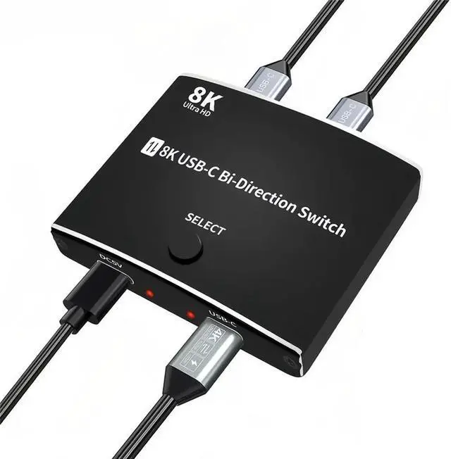 Main image of USB C Switch KVM Switch,Bi-Directional USB Switch Selector 2 in 1 Out/1 in 2 Out, USB Switcher USB KVM Switch 8K@60Hz Video 10Gbps Data Transfer 100W Charging USB-C Cables Included