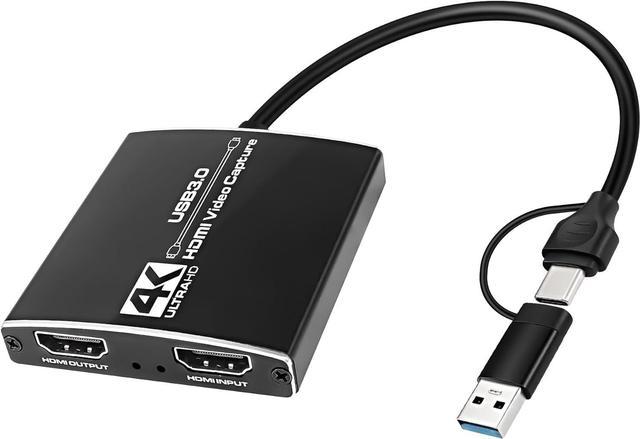 4K Capture Card, Video Capture Card 1080P 60FPS,HDMI Capture Card Switch  with Microphone, Game Capture Card USB 3.0 C for Live Streaming Video