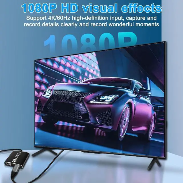 Alt view image 4 of 7 - 4K Capture Card, Video Capture Card 1080P 60FPS,HDMI Capture Card Switch with Microphone, Game Capture Card USB 3.0 C for Live Streaming Video Recording, Screen Capture Device for PS4/PC/OBS/DSLR