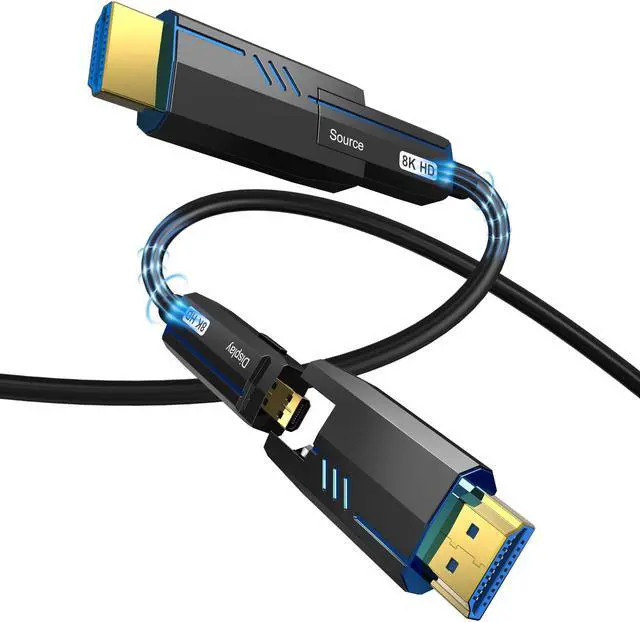Main image of 4K120Hz Fiber Optic HDMI Cable 50 Feet 8K 60Hz,HDCP 2.2&2.3, HDR10 48Gbps High Speed Ultra HD with Dual Connector Micro HDMI and Standard HDMI Cord Compatible with TV Projector Computer Monitor