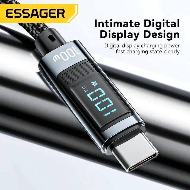Alt view image 6 of 7 - Jansicotek 6.6ft 100W USB C to USB C Cable 2-Pack, Type C to Type-C Cable,LED Display USBC to USB-C Fast Charging Cable Compatible with MacBook Air/Pro, iPad Pro 12.9/11/Air, Samsung Galaxy S22