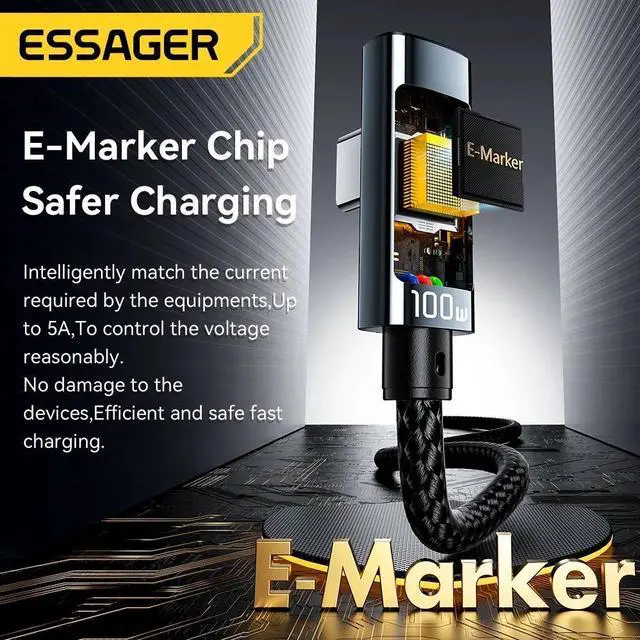 Alt view image 6 of 7 - Jansicotek [1-Pack 3.3ft] LED Display USB C Charger Cable, Right Angle 100W 5A Type C Charger Cable Fast Charging USB C to USB C Cable Fast Charger Cord 100W PD4.0 QC4.0 USB-c Cable for MacBook Pro