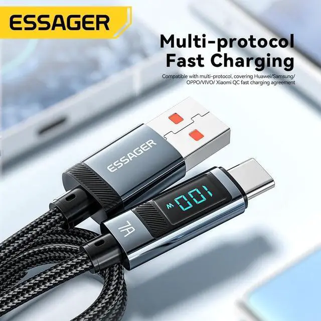 Alt view image 4 of 7 - Jansicotek USB A to USB C Cable, 7A 100W Fast Charging USB C Cable Nylon Braided Charger Cord Type C Cable for Samsung S21 S20 iPad Pro Google Pixel LG (3.3FT, 1-PACK)
