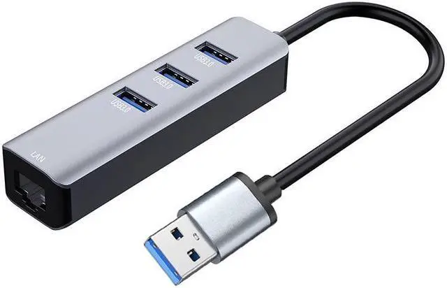 Main image of Jansicotek USB 3.0 to Ethernet Adapter, 4-in-1 USB 3.0 Hub with 3 USB-A 3.0 & 1Gbps RJ45 Network, USB to LAN Adapter for MacBook Pro Air, Surface, Chromebook, Laptop and More