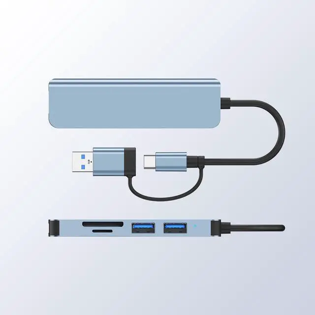 Alt view image 6 of 7 - Jansicotek USB HUB, 5 in 1 USB-C/USB 3.0 Dual Adapter Docking Station, with 3 USB Port, TF/SD Card Reader, Multi-Port USB C Adapter Type C Laptops Dock Dongle Compatible for MacBook Pro Air iPad