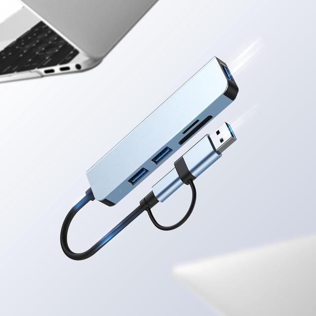 Alt view image 7 of 7 - Jansicotek USB C & USB Hub, 5 in 1 USB Adapter,USB C Splitter with3*USB-A Ports, TF/SD Card Reader, USB Extension Adapter for Laptop and PC Computer