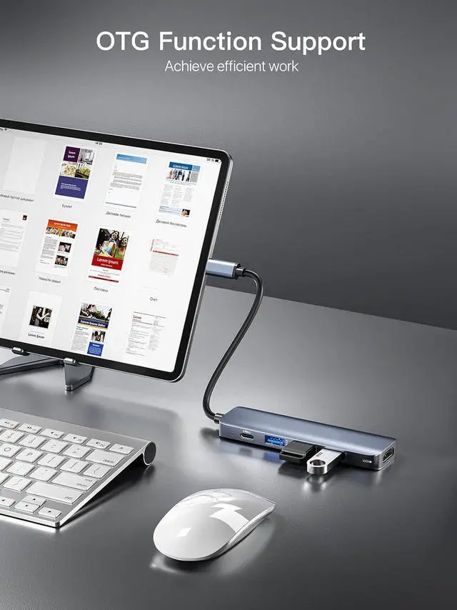 Alt view image 6 of 7 - Jansicotek USB C Hub 5 in 1 Multi-Port Digital AV Adapter 4K HDMI, 100W Power Delivery, 3 USB-A 3.0 Data Ports, USB C Dongle for MacBook Pro/Air, iPad Pro, iMac, iPhone 15 Pro/Pro Max, XPS, and More