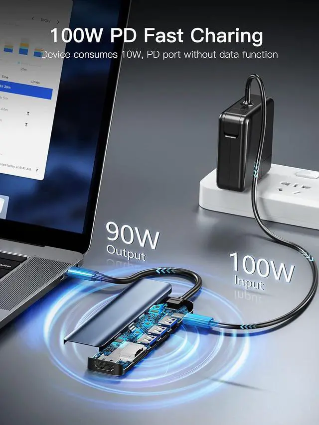Alt view image 4 of 7 - Jansicotek USB C Hub 4K 30Hz, 7-in-1 USB C PD HDMI USB Hub Dongle with 4K 30Hz HDMI, 100W PD, USB 3.0, 2 USB-A, SD/Micro SD for MacBook Air/Pro M1 2020, iPad Pro 2021, iPad Mini 6