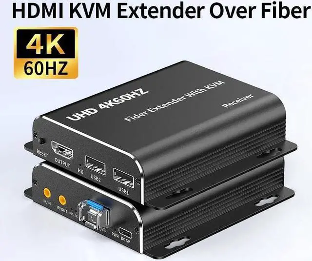 Main image of Jansicotek HDMI KVM Fiber Optic Extender, Uncompressed 4K 60Hz HDMI Over Fiber Optic Singlemode up 20Km(12.4mi) and Multimode up 500m(0.31mi) (Transmitter and Receiver Kit)