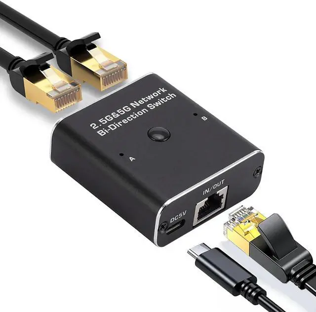 Main image of Jansicotek 2.5G/5G RJ45 Gigabit Network Ethernet Ethernet Selector, Bi-Directional, Suitable Super Cat5/5e/6/7/8, Cmpatible with ADSL, Hubs, TVs, Set-top Boxes, Routers, Computers
