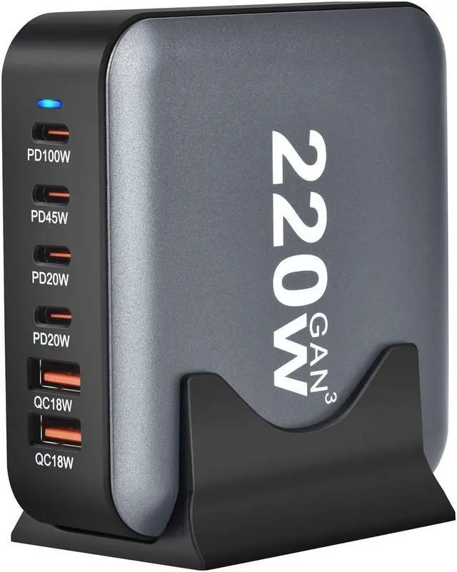 Main image of Jansicotek 220W GaN III Fast Charger 6-Port USB Type C Phone Charger Quick Charge 3.0 Power Adapter, GaN Tech Laptop USB C Power Adapter Block For iPhone 16 15 14 13 Samsung Desk Charger