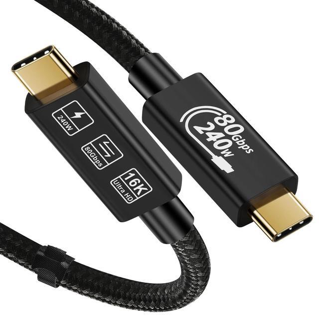 USB-C To USB-C Cable 80 Gbps – Thunderbolt 5/4/3 Compatible, Supports 16K/Dual 8K Video, 240W Charging (6.6 Ft)