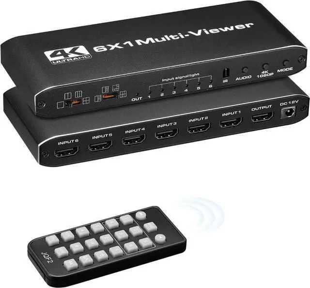 Main image of Jansicotek HDMI 6x1 Multi-Viewer Seamless Switch 1080p 4K@30Hz 8 Viewing Modes Multi HDMI Viewer 6 in 1 Out HDMI Switch 6 Port with Remote Control